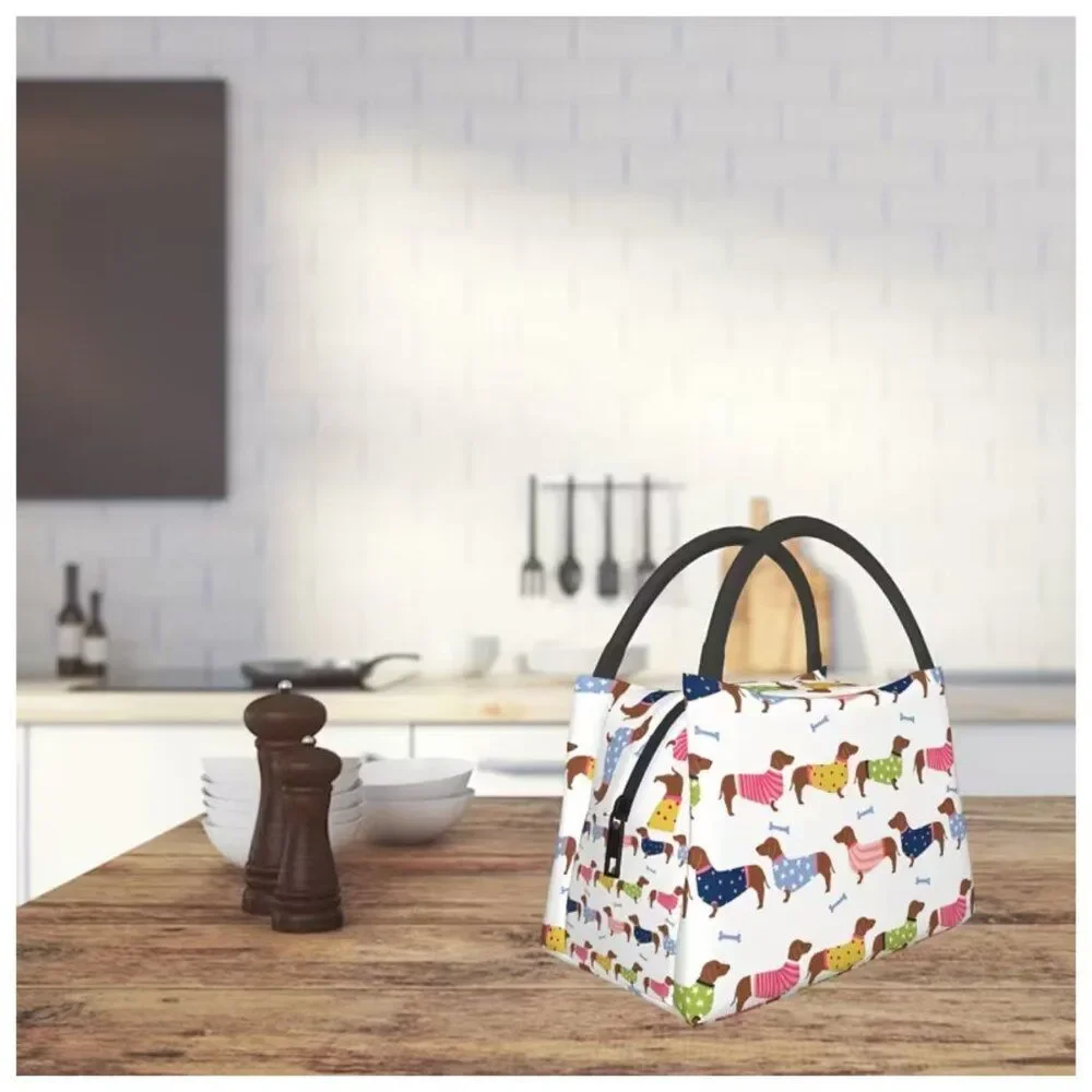 Dachshund Pattern Insulated Lunch Bag – Reusable Cooler Tote
